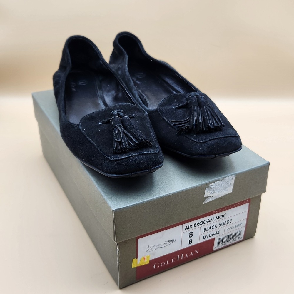 Cole‎ Haan Womens Air Brogan Moccasin Loafer Dress Shoe Black Suede D20644 8